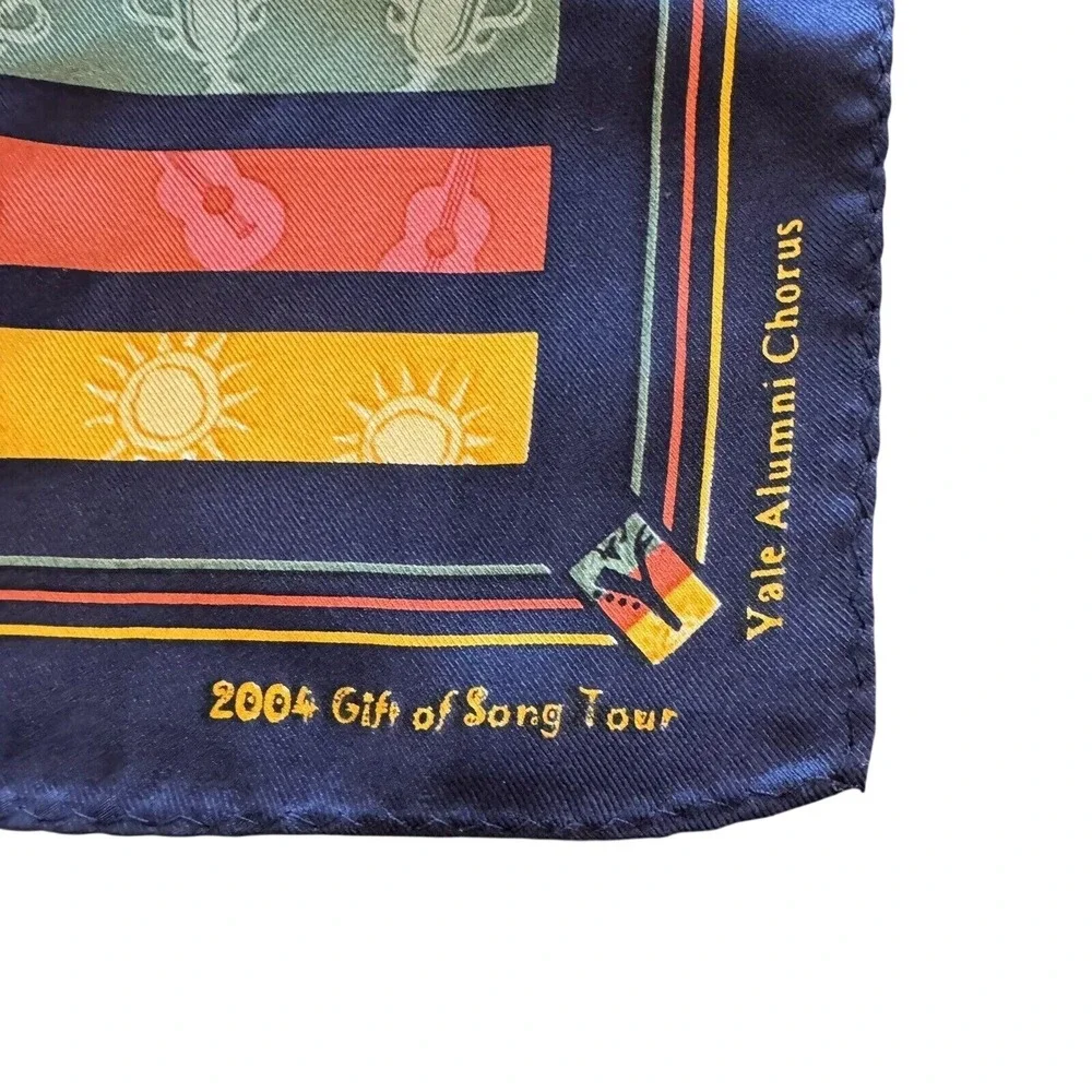 Yale Alumni Chorus Scarf Multicolor 2004 Gift of Song Tour Silk‎ Striped